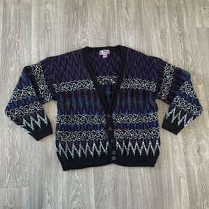 Vintage Concrete Mix multicolor knit cardigan men’s sz L